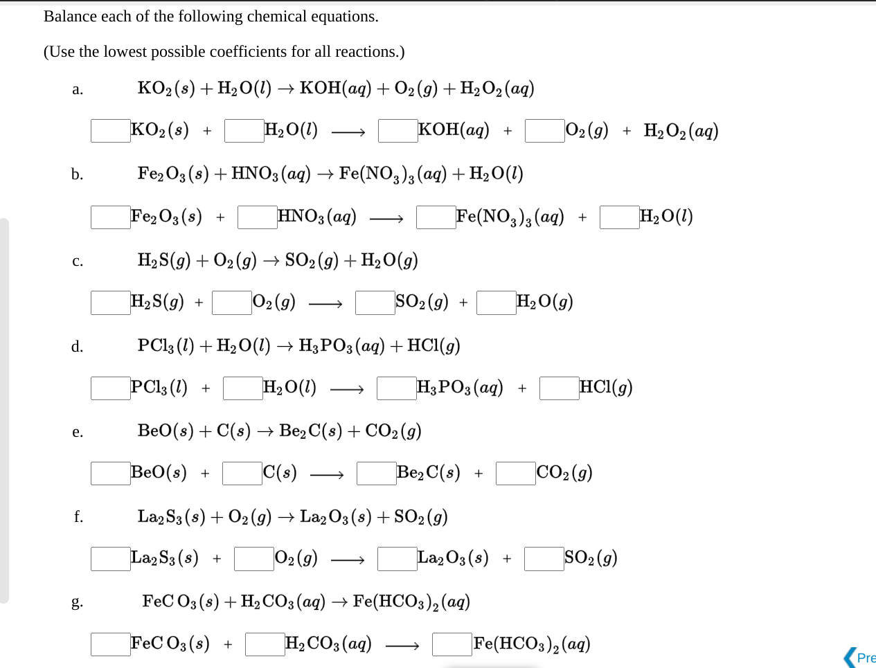 Solved Balance Each Of The Following Chemical Equations. | Chegg.com