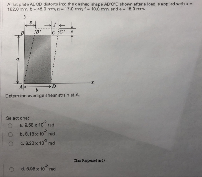 Solved A flat plate ABCD distorts into the dashed shape | Chegg.com