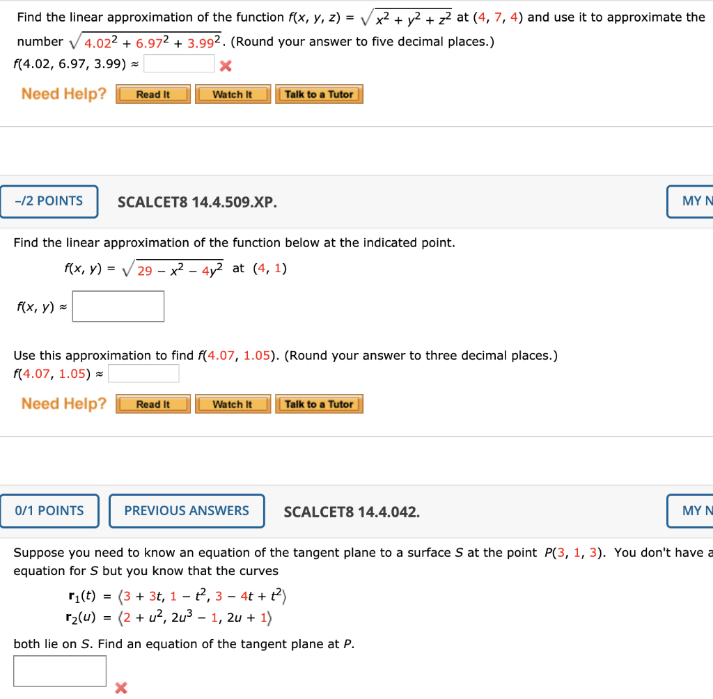 Solved Find The Linear Approximation Of The Function F(x, Y, | Chegg.com