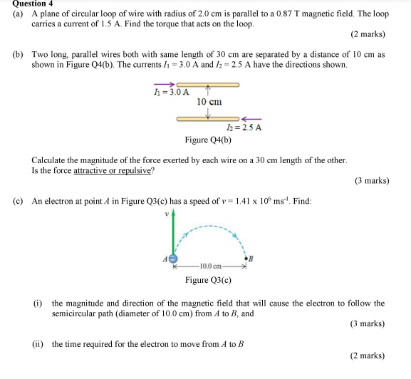 Solved Question 4 A A Plane Of Circular Loop Of Wire With Chegg Com