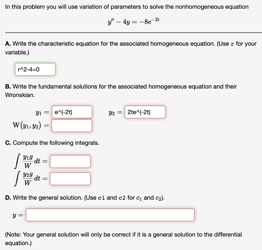 Solved In this problem you will use variation of parameters | Chegg.com