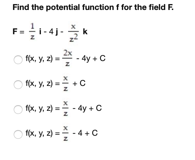Solved Find the potential function f for the field F. F1-43- | Chegg.com