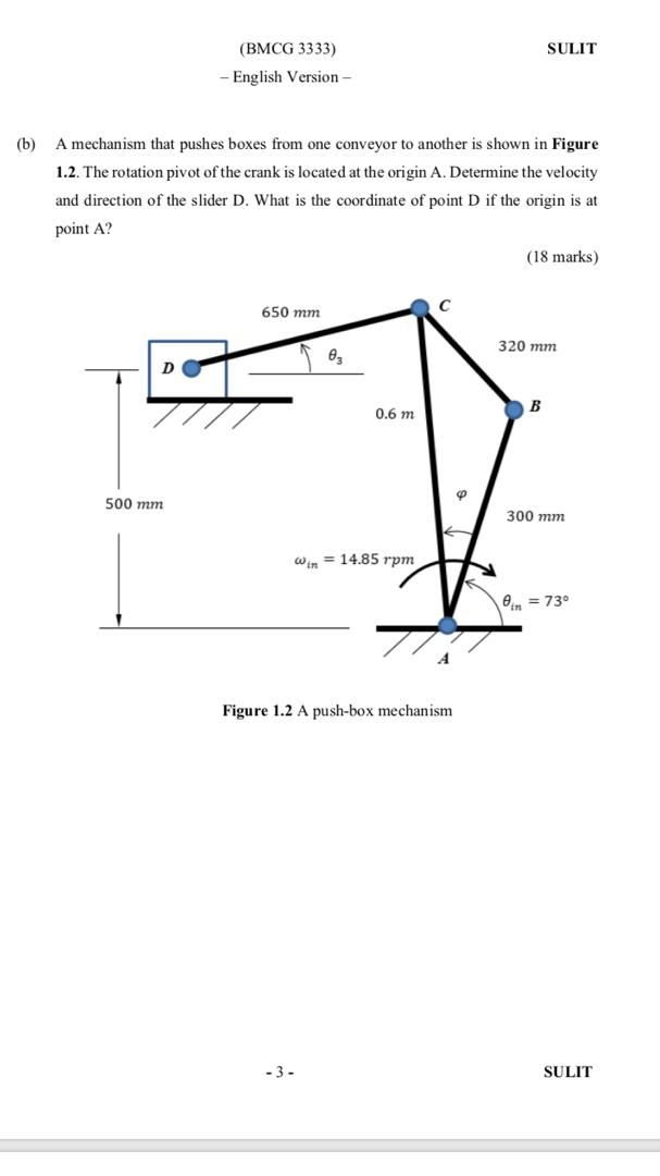 Solved SULIT (BMCG 3333) - English Version - (b) A mechanism | Chegg.com