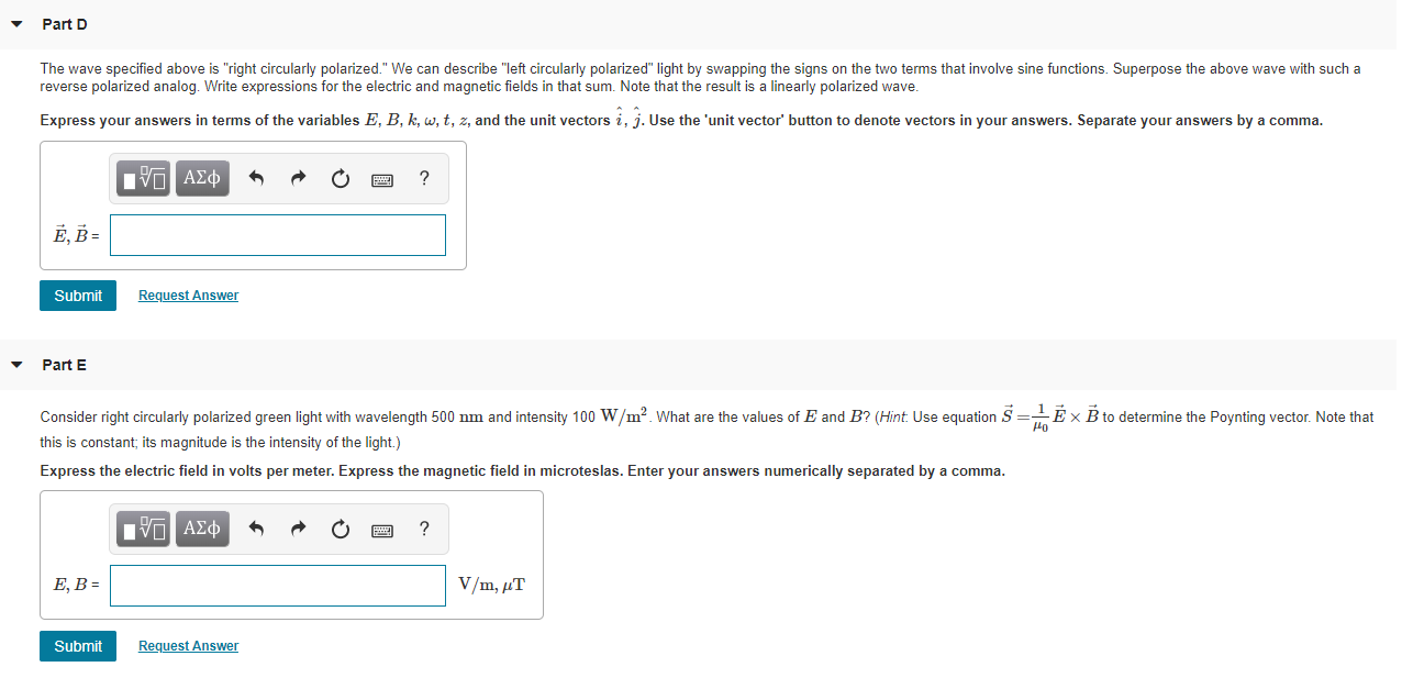 Review Constan An Electromagnetic Wave Is Specified Chegg Com