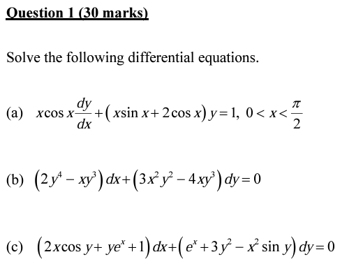 Solved Question 1 (30 ﻿marks)Solve the following | Chegg.com