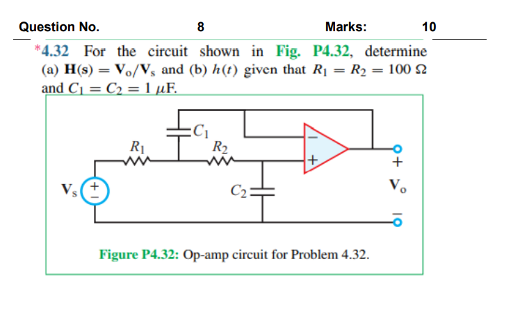Solved "4.32 For the circuit shown in Fig. P4.32, determine | Chegg.com