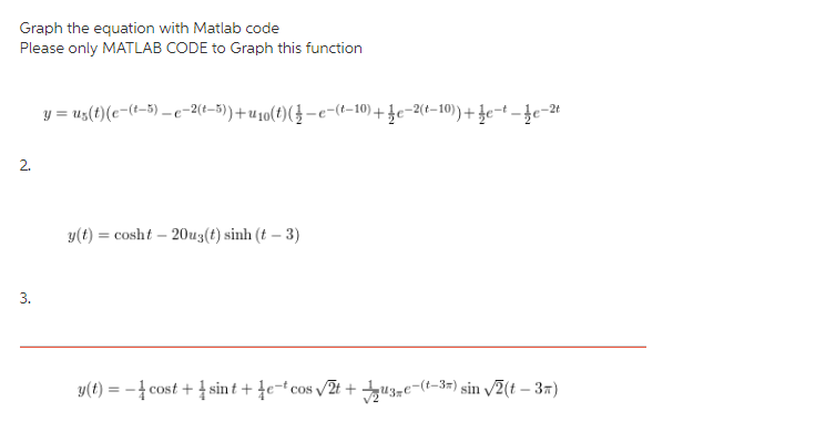 Solved Graph the equation with Matlab code Please only | Chegg.com