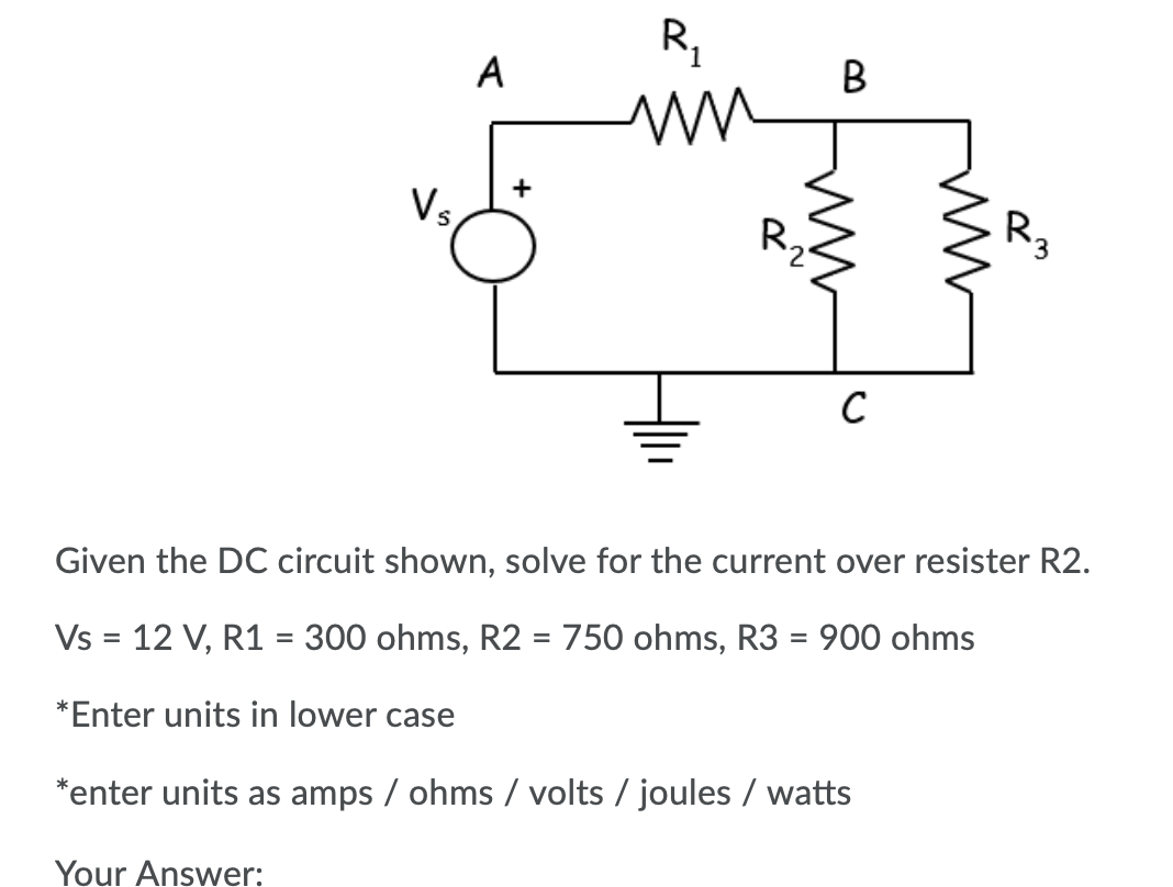 Solved R A B wy Vs R2 ww WW R3 с Given the DC circuit shown,