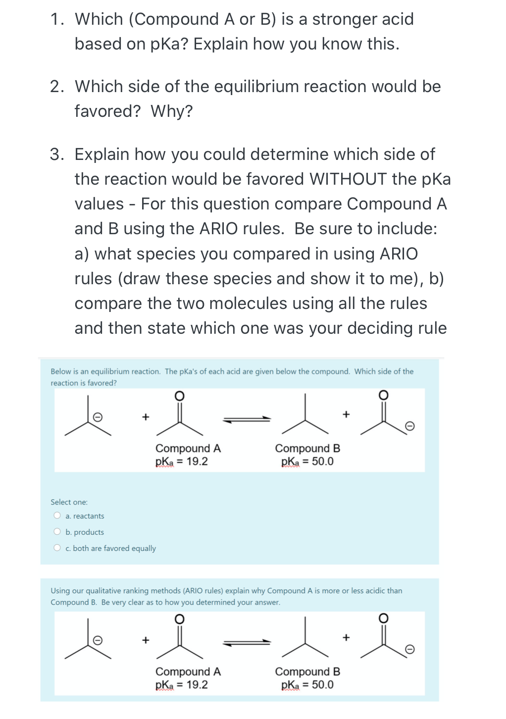 Solved 1. Which (Compound A Or B) Is A Stronger Acid Based | Chegg.com