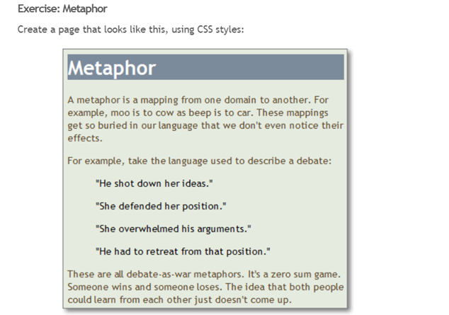 Solved Exercise: Metaphor Create a page that looks like | Chegg.com