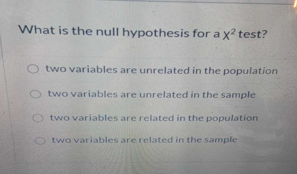 null hypothesis two categorical variables