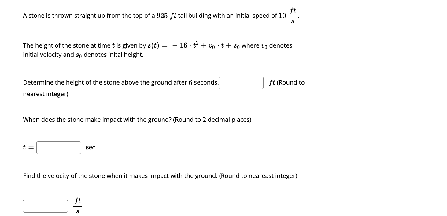 Solved A stone is thrown straight up from the top of a 925- | Chegg.com