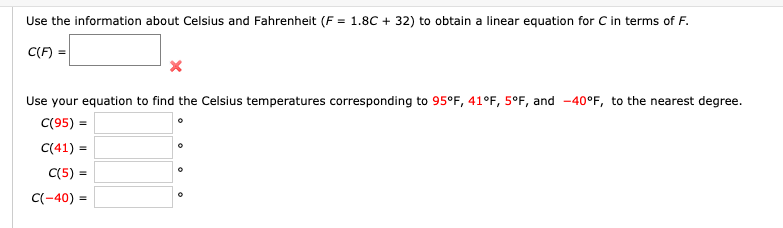 Solved Use the information about Celsius and Fahrenheit (F =