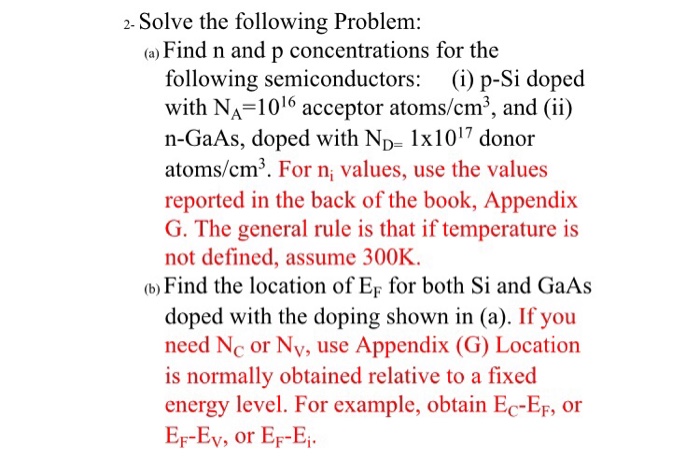Solved 2- Solve the following Problem: ) Find n and p | Chegg.com