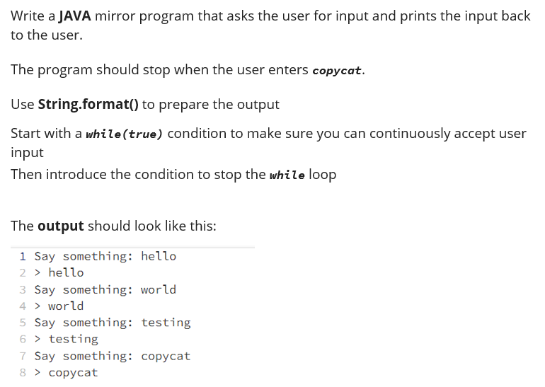 Solved Write a JAVA mirror program that asks the user for | Chegg.com