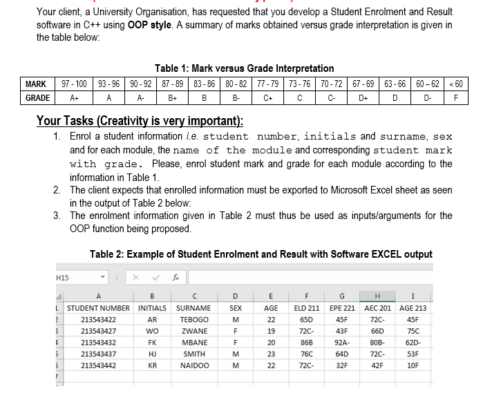 Solved Your client, a University Organisation, has requested | Chegg.com