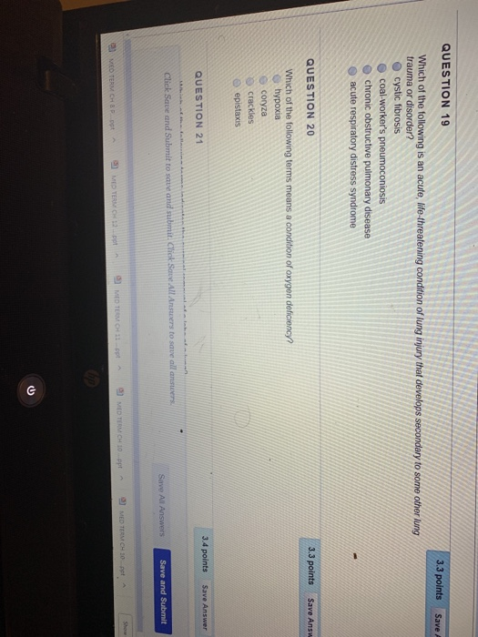 Solved QUESTION 17 3.3 points Save Answ Which of the | Chegg.com