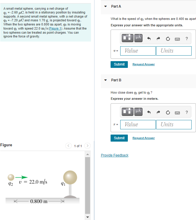 Solved Part A A small metal sphere, carrying a net charge of
