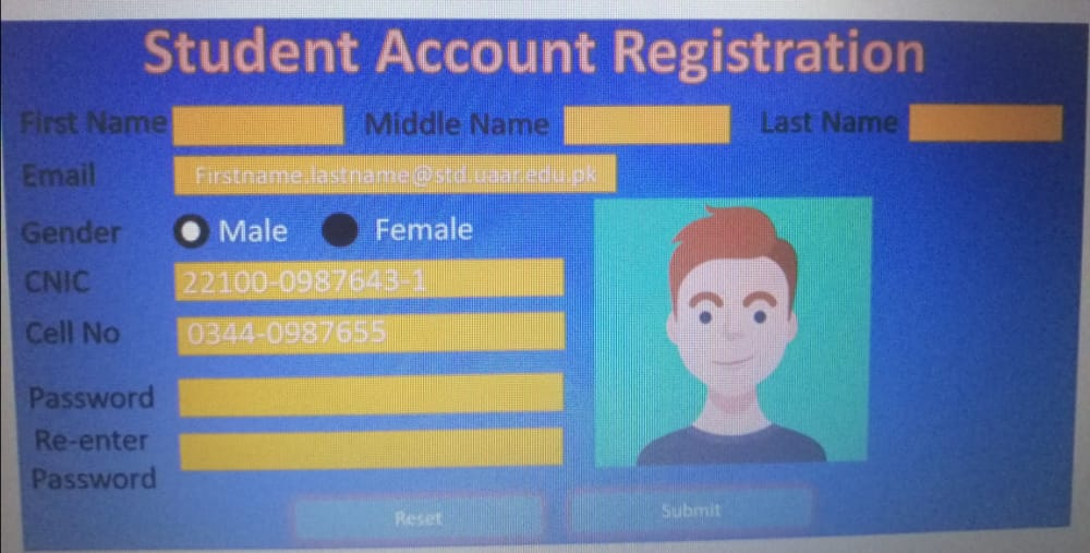 Student Account Registration Middle Name Last Name First Name Email Firstname banane stenok Gender Male Female 22100-0987643-