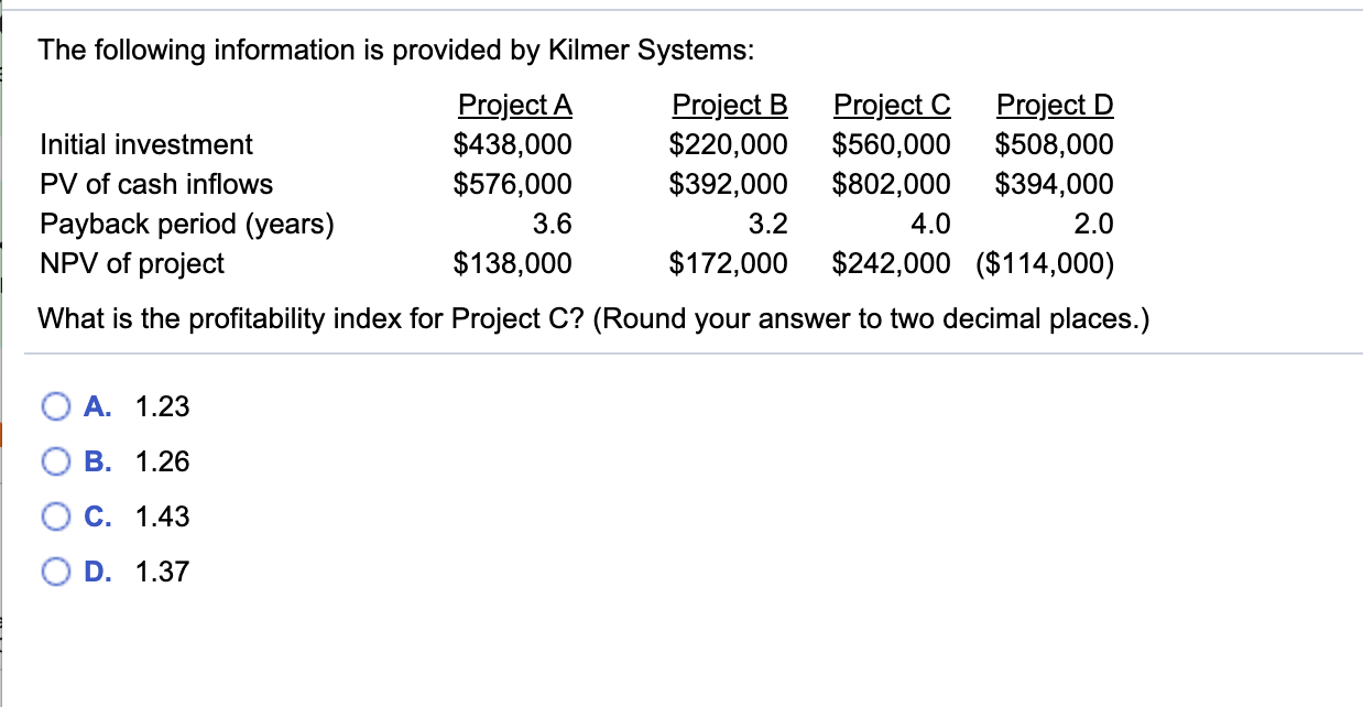 Solved The Following Information Is Provided By Kilmer Sy Chegg Com