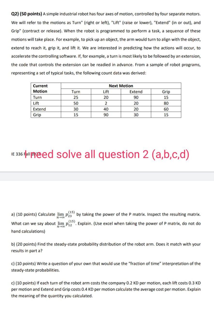 Solved Q2) (50 points) A simple industrial robot has four | Chegg.com