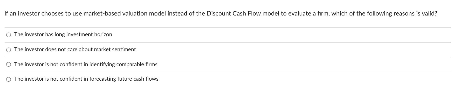 Solved If an investor chooses to use market-based valuation | Chegg.com