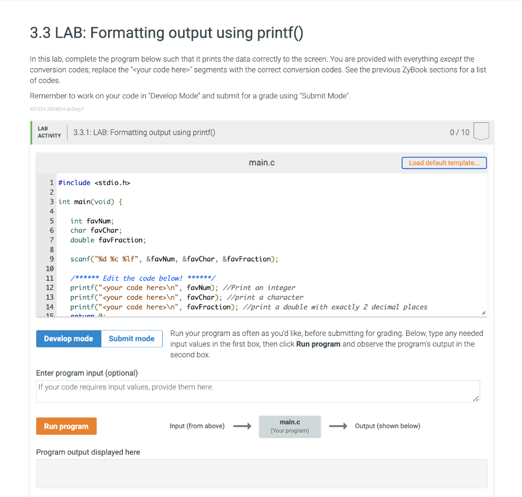 Solved In this lab, complete the program below such that it | Chegg.com