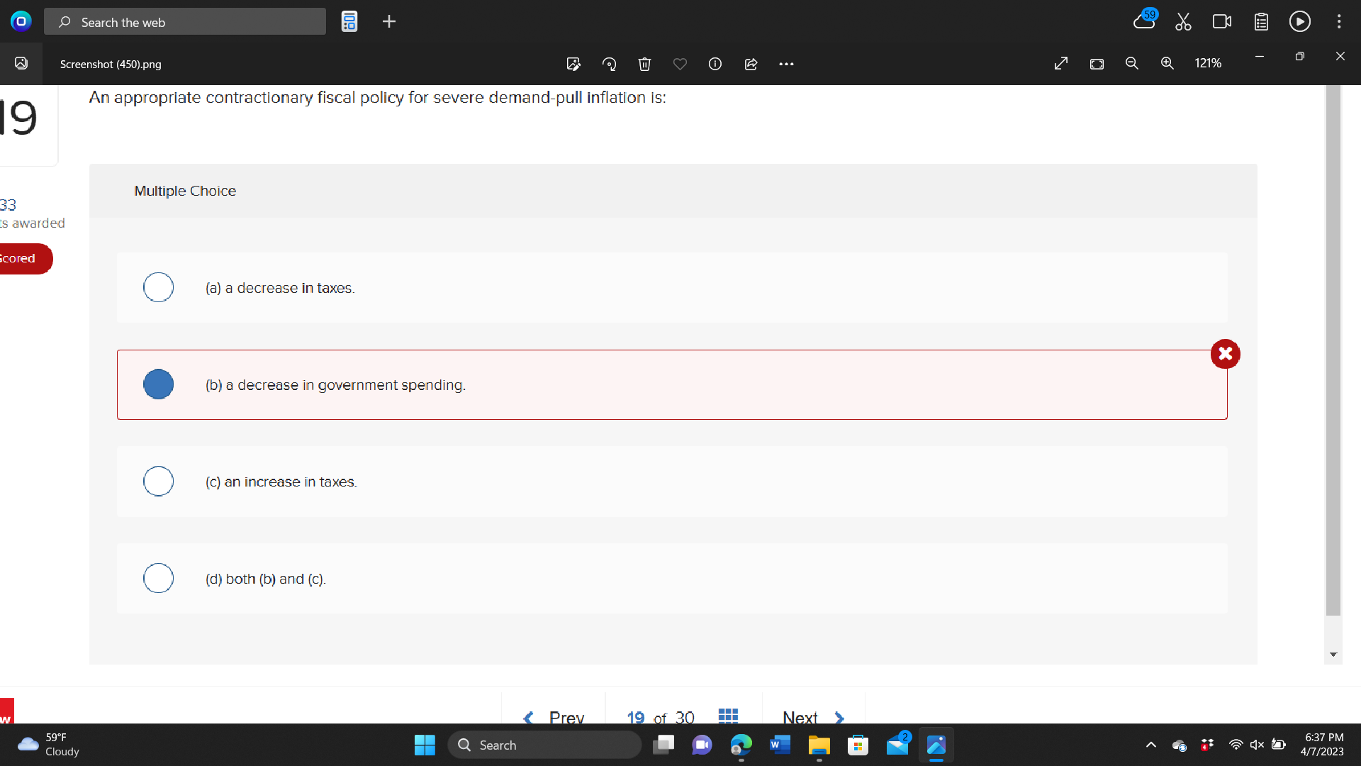 Solved An appropriate contractionary fiscal policy for | Chegg.com