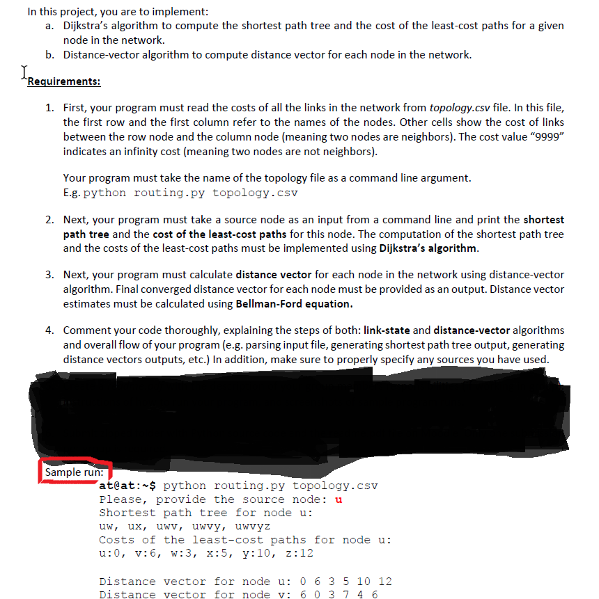 In this project, you are to implement: a. Dijkstra's | Chegg.com