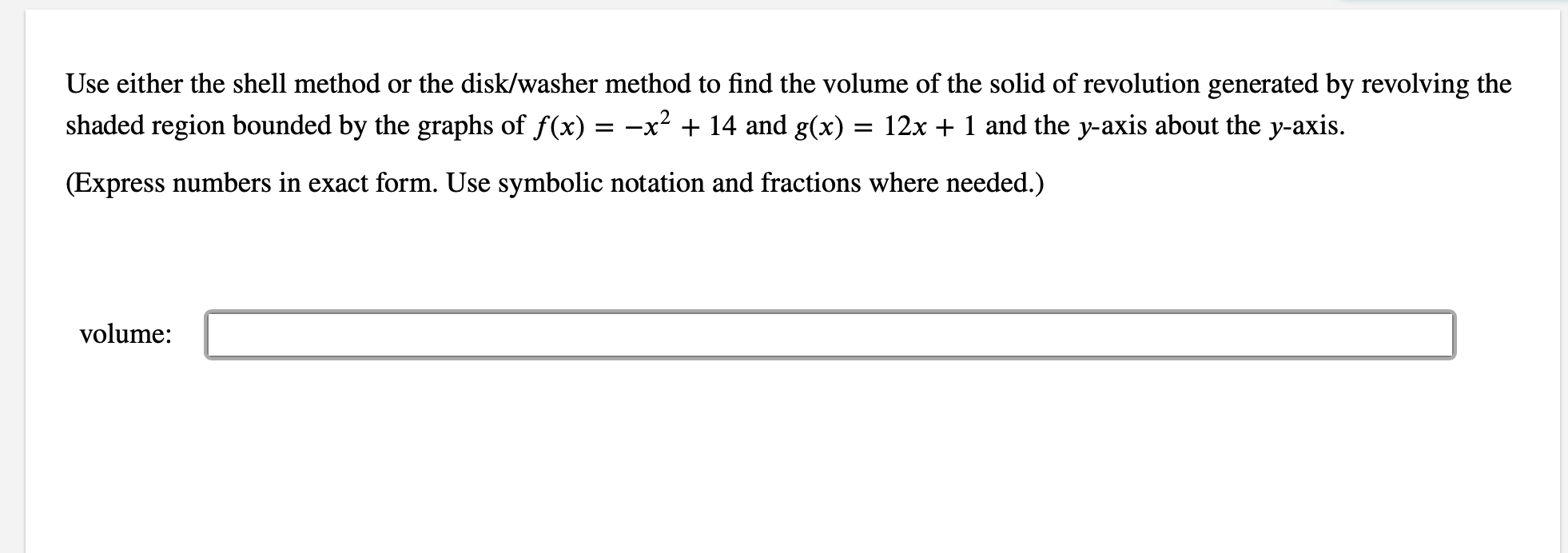 Solved Use Either The Shell Method Or The Disk Washer Method Chegg Solved Use Either The Shell Method Or The Disk Washer Method Chegg