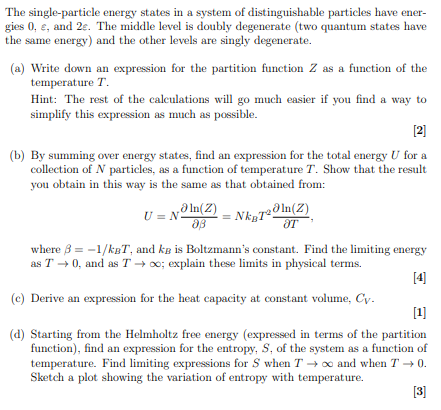 Solved The single-particle energy states in a system of | Chegg.com
