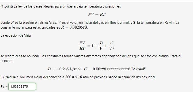 Solved The ideal gas law for a gas at low temperature and | Chegg.com