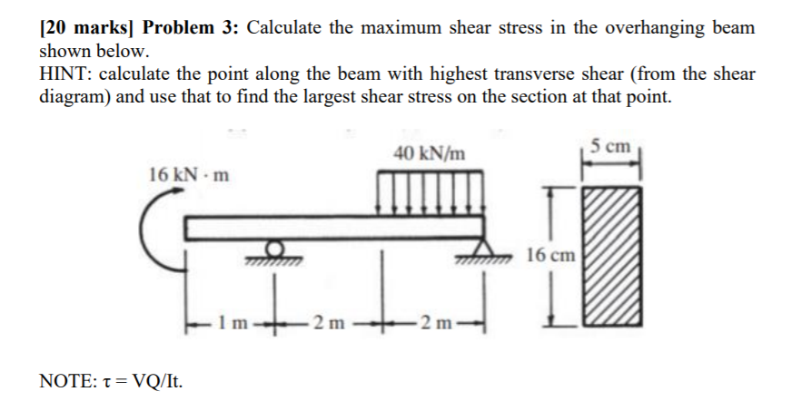 Solved [20 marks] Problem 3: Calculate the maximum shear | Chegg.com
