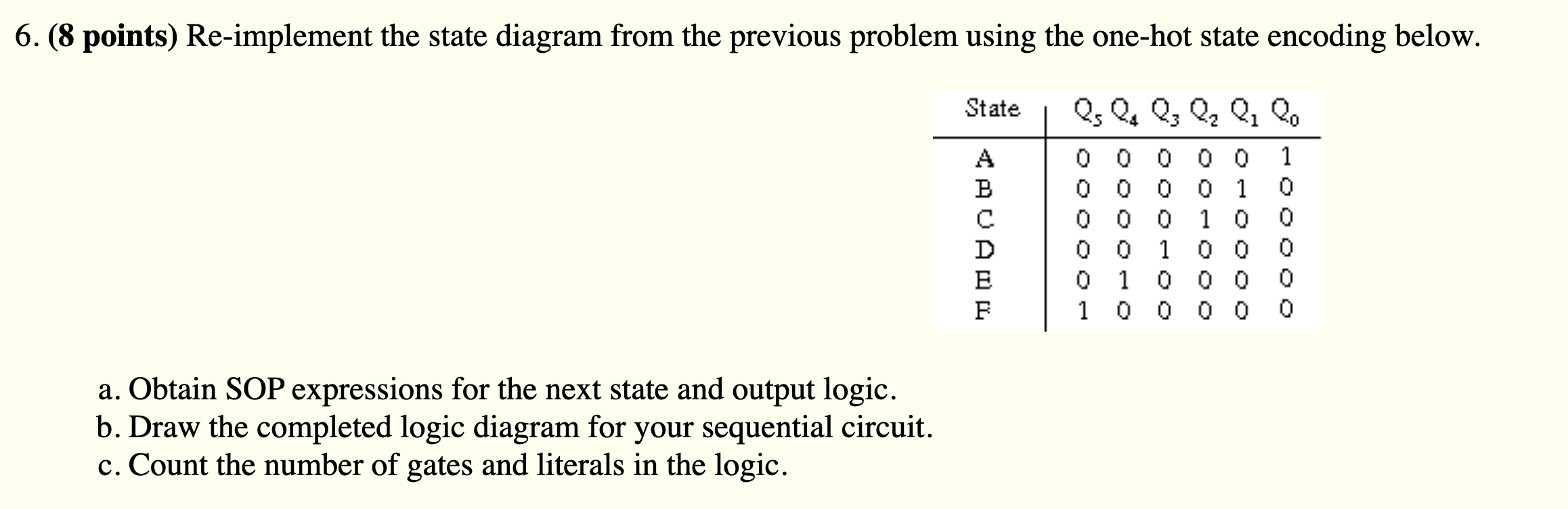 Solved 6. (8 points) Re-implement the state diagram from the | Chegg.com