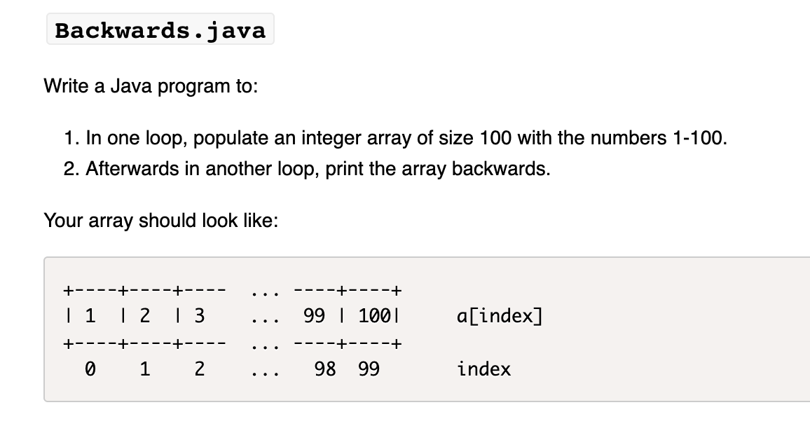 Solved Backwards.java Write a Java program to: 1. In one | Chegg.com