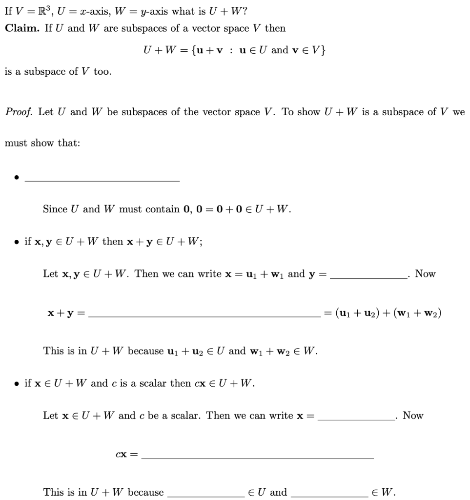 If V R3 U X Axis W Y Axis What Is U W Claim Chegg Com