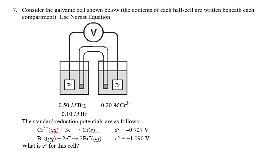 Solved 7. Consider the galvanic cell shown below the | Chegg.com