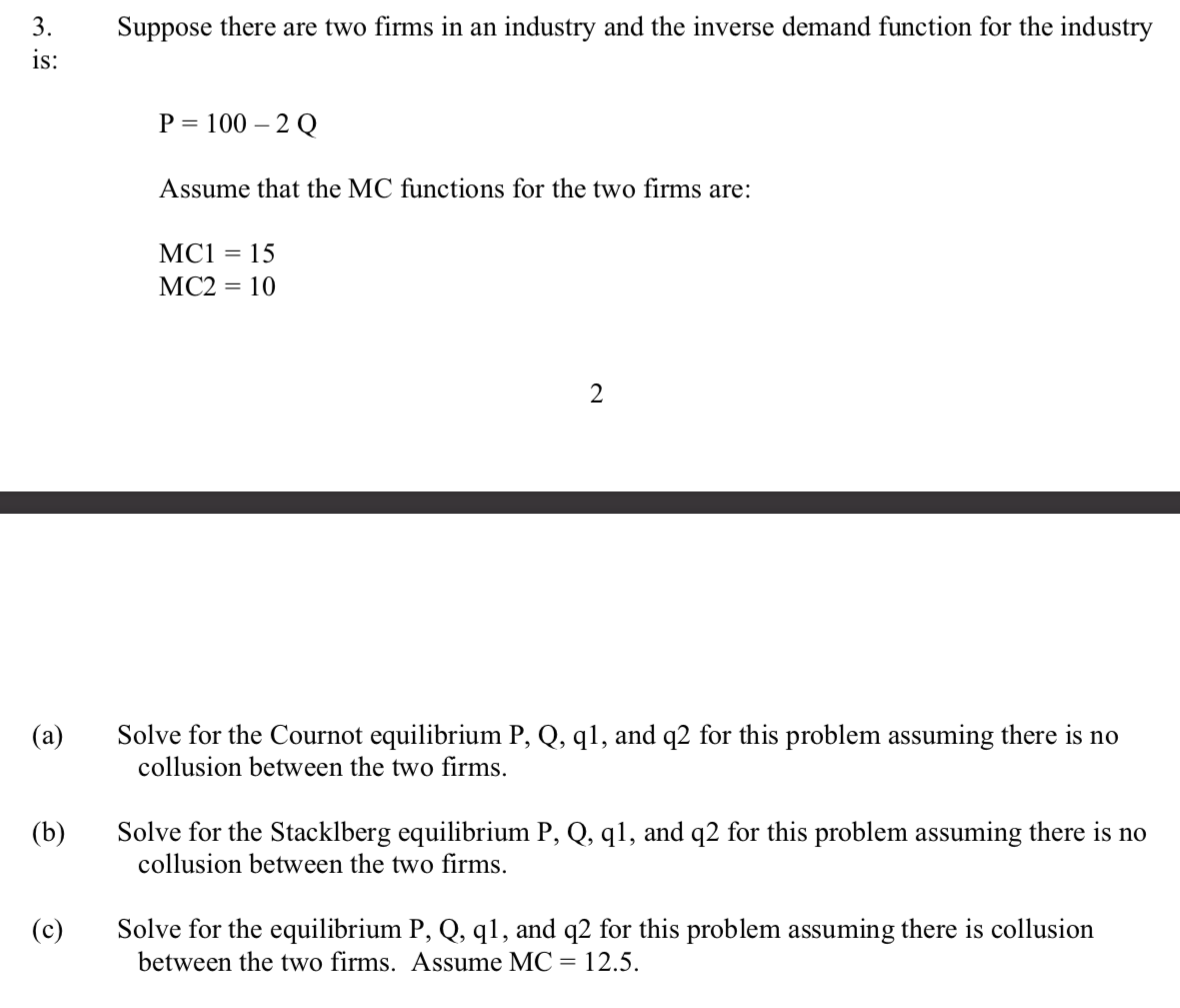 Solved Suppose there are two firms in an industry and the