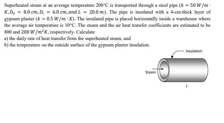 Solved Superheated steam at an average temperature 200°C is | Chegg.com