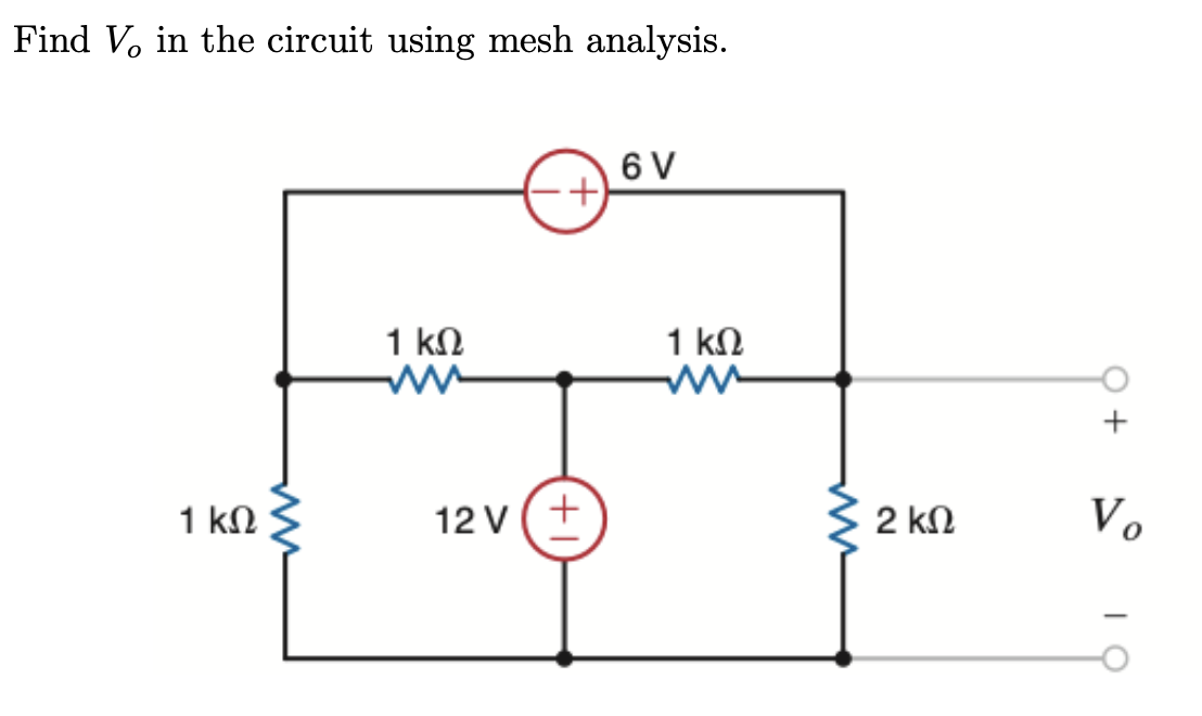 Solved Find Vo In The Circuit Using Mesh Analysis