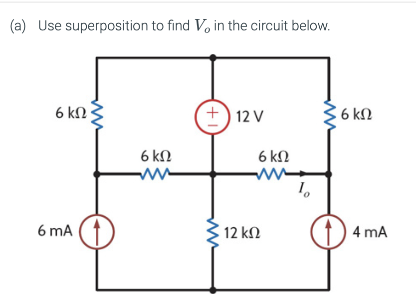 Solved (a) Use superposition to find Vo in the circuit | Chegg.com