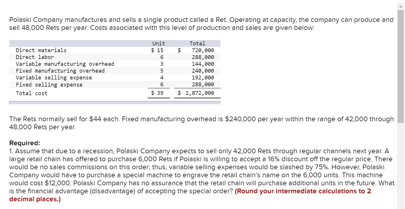 Solved Polaski Company Manufactures And Sells A Single Chegg solved-polaski-company-manufactures-and-sells-a-single-chegg