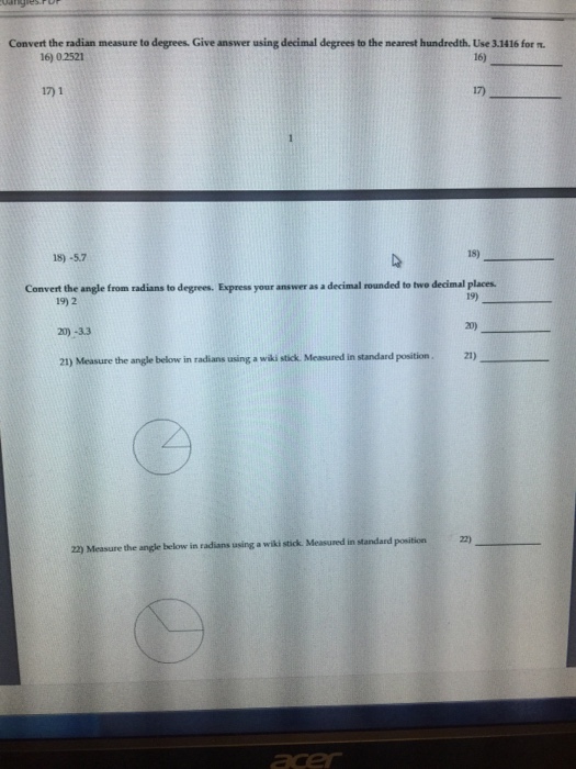 Solved Convert the radian measure to degrees. Give answer | Chegg.com