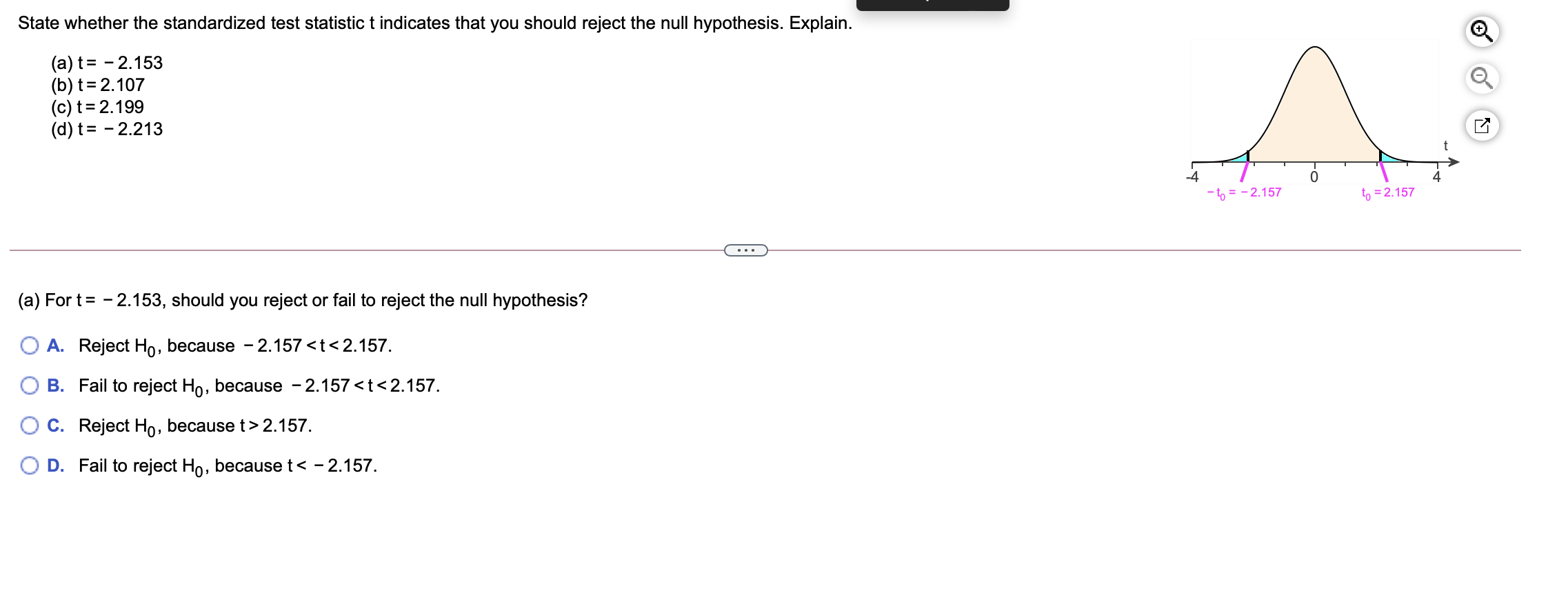 Solved State whether the standardized test statistic t | Chegg.com