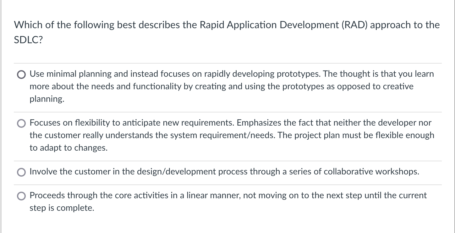 Solved Which of the following best describes the Rapid | Chegg.com