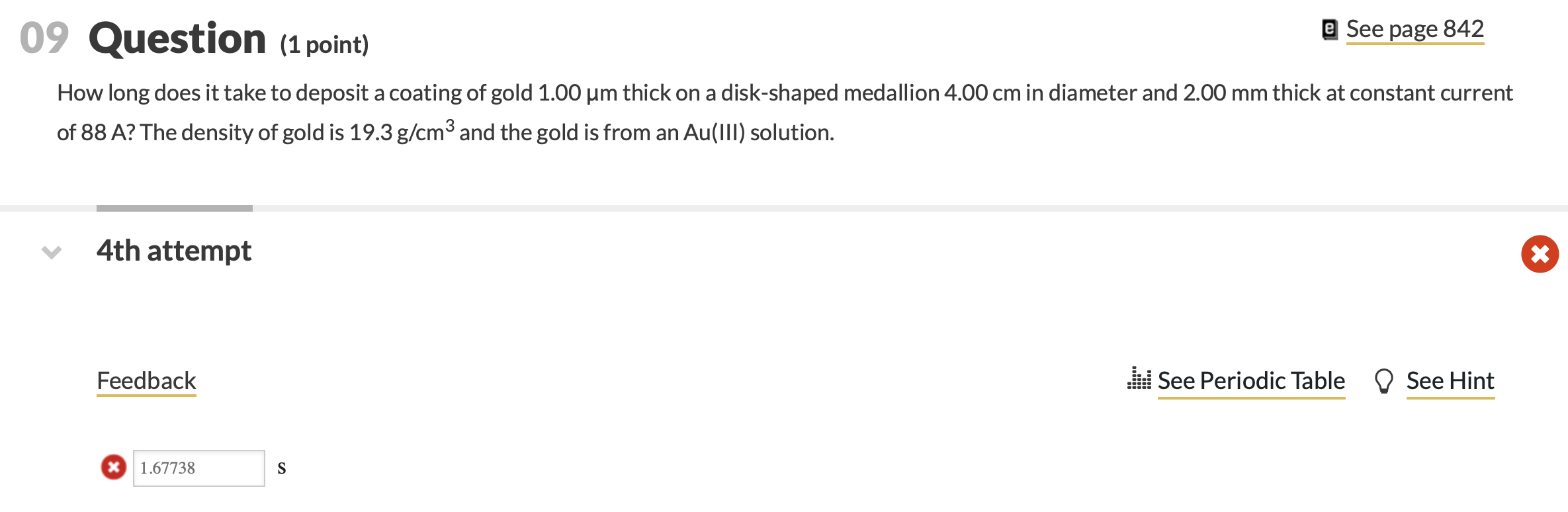 Solved 09 Question (1 point) @ See page 842 How long does it | Chegg.com