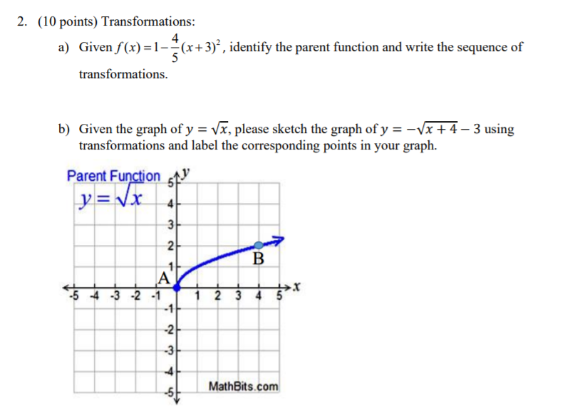 Solved 2 10 Points Transformations A Given F X 1 Chegg Com