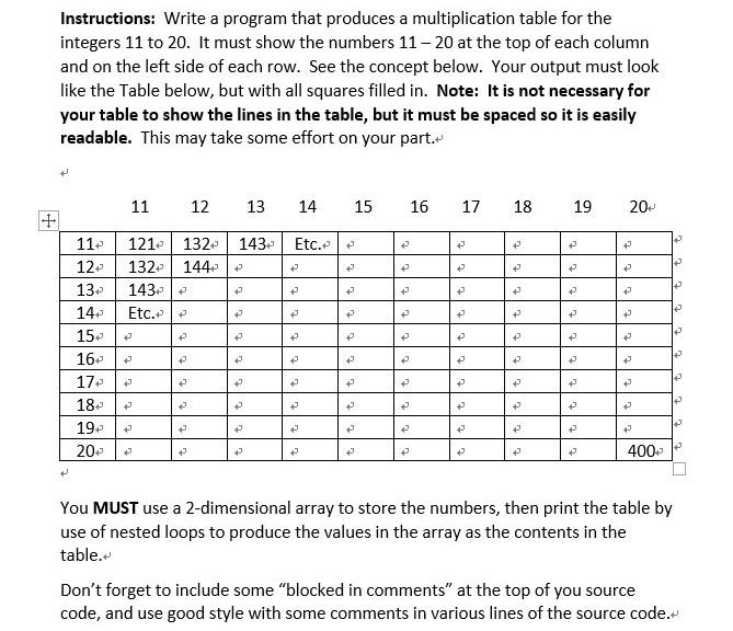 Solved Instructions: Write a program that produces a | Chegg.com