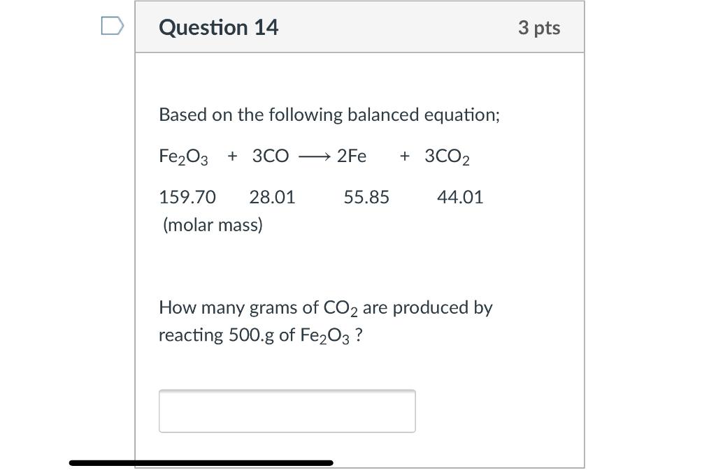 Solved Question 13 3 pts Based on the following balanced | Chegg.com