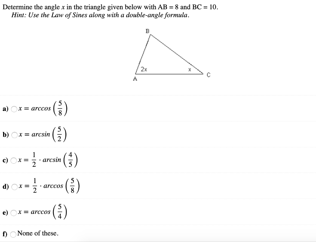 Solved Determine the angle x in the triangle given below | Chegg.com